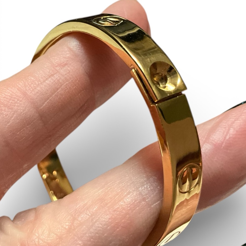 Aldo Cipullo Love Bracelet Gold Electrolated Open Bangle Bracelet Copyright 1970 - Picture 8 of 16